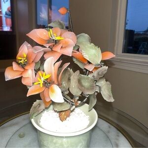 Vintage Jade Gemstone Bonsai Tree 8.5” | Celadon Pot | Chinese Decor | AS-IS